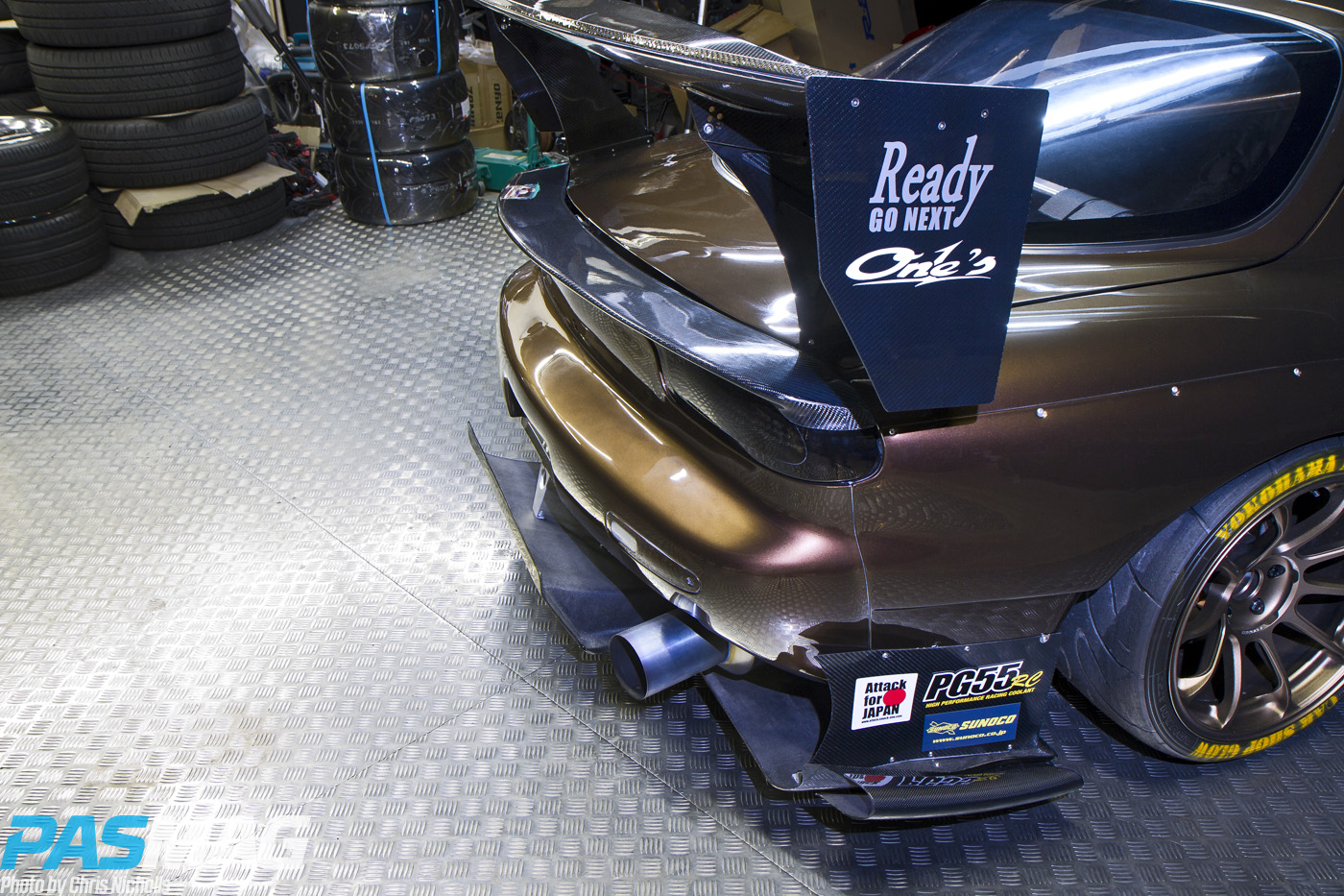Car Shop Glow Mazda FD3S RX7 PASMAG Rear section detail driver