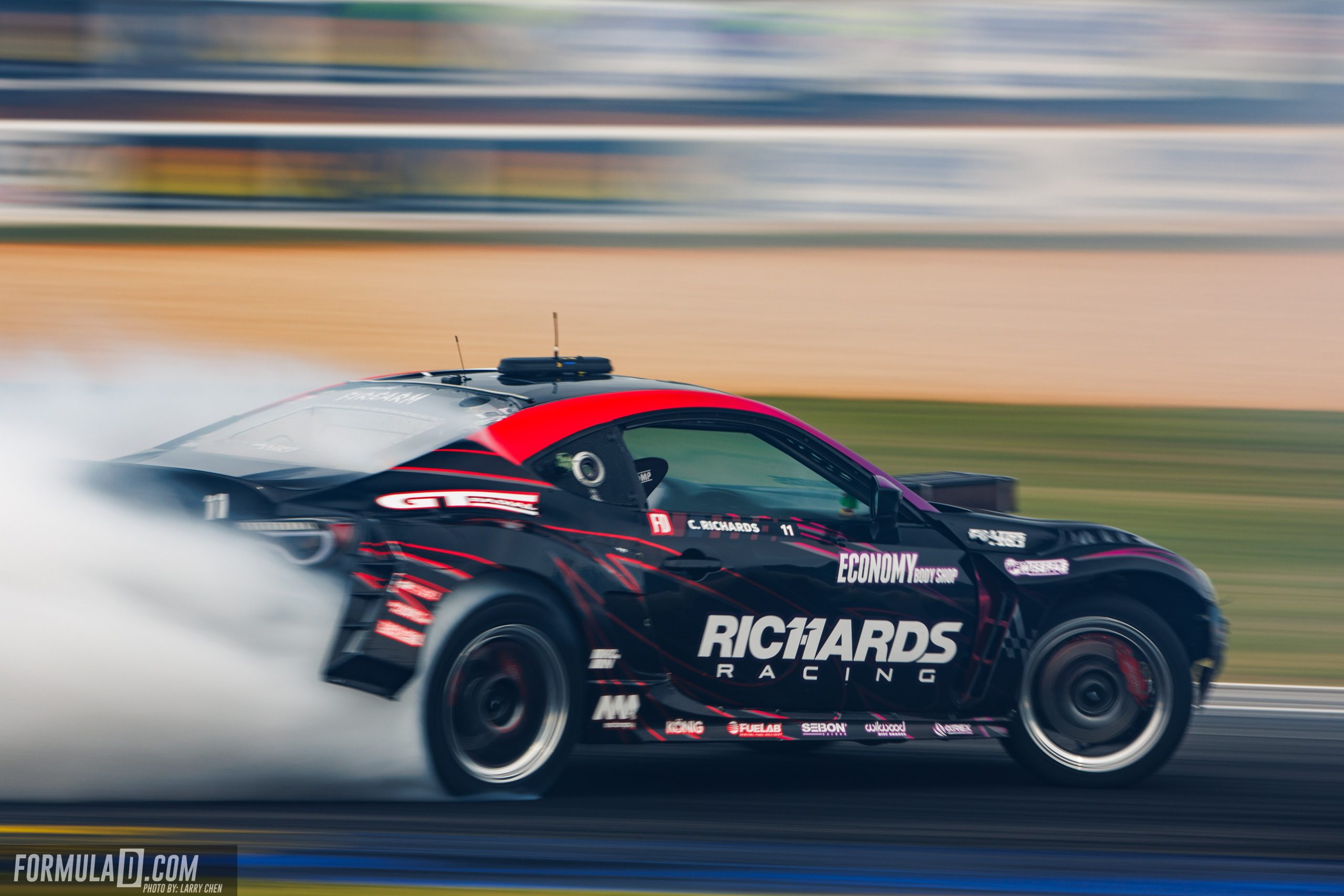 Cole Richards drifts the Richards Racing Toyota GT86 during Formula Drift Round 2 competition at Road Atlanta in 2026