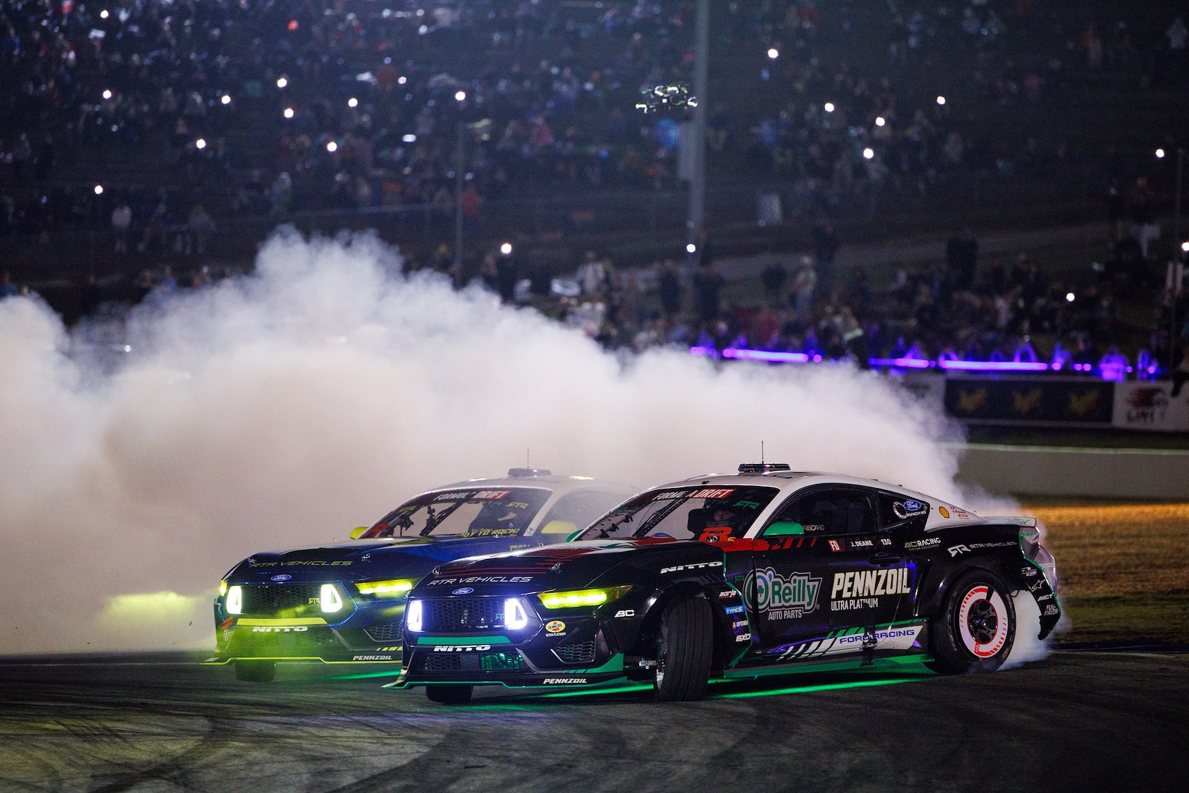 James Deane and Vaughn Gittin Jr battle during the Formula Drift PRO Championship Round 2 at Road Atlanta