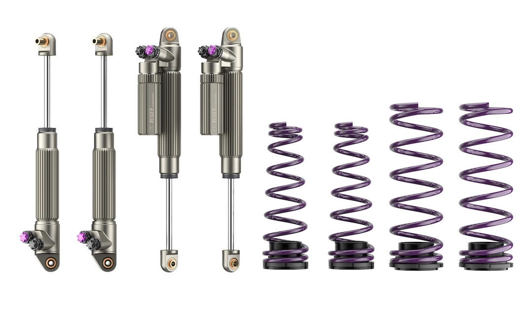 Reiger SP-RC 3.0 off-road suspension kit with adjustable dampers, remote adjusters, springs, and mounting hardware.