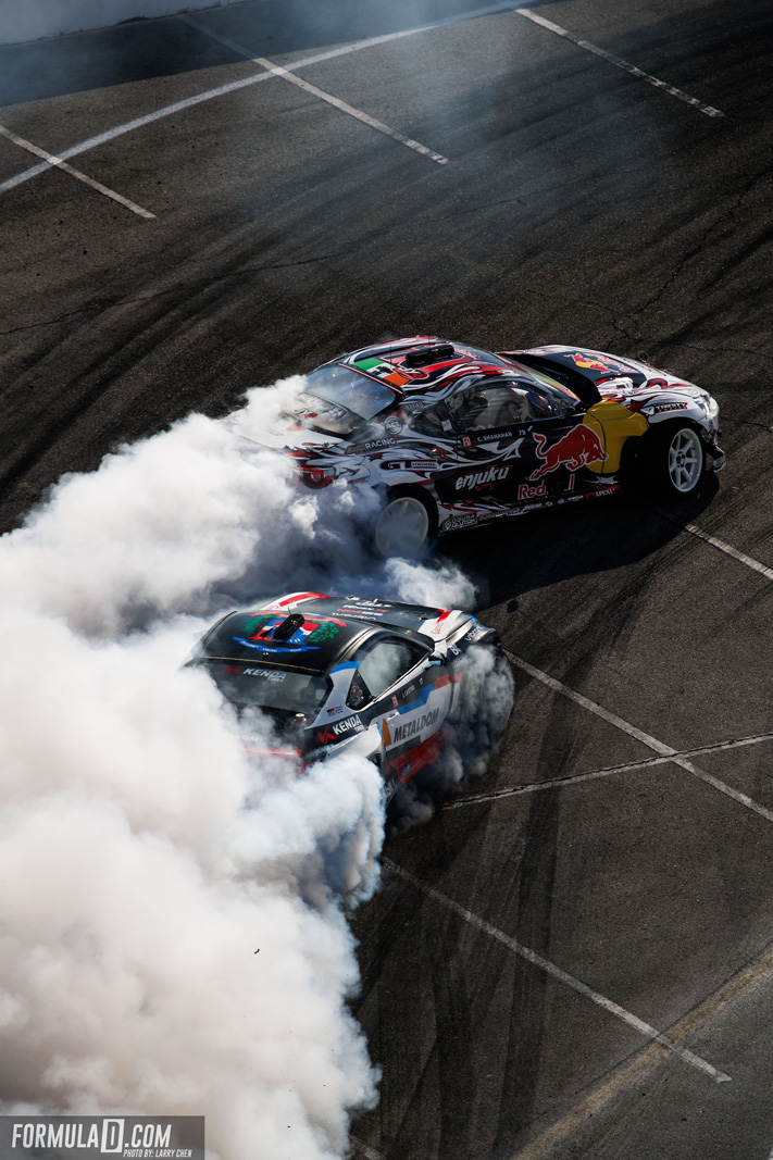 Formula Drift PRO Round 8 action at the 2026 Shoreline Showdown in Long Beach, California.