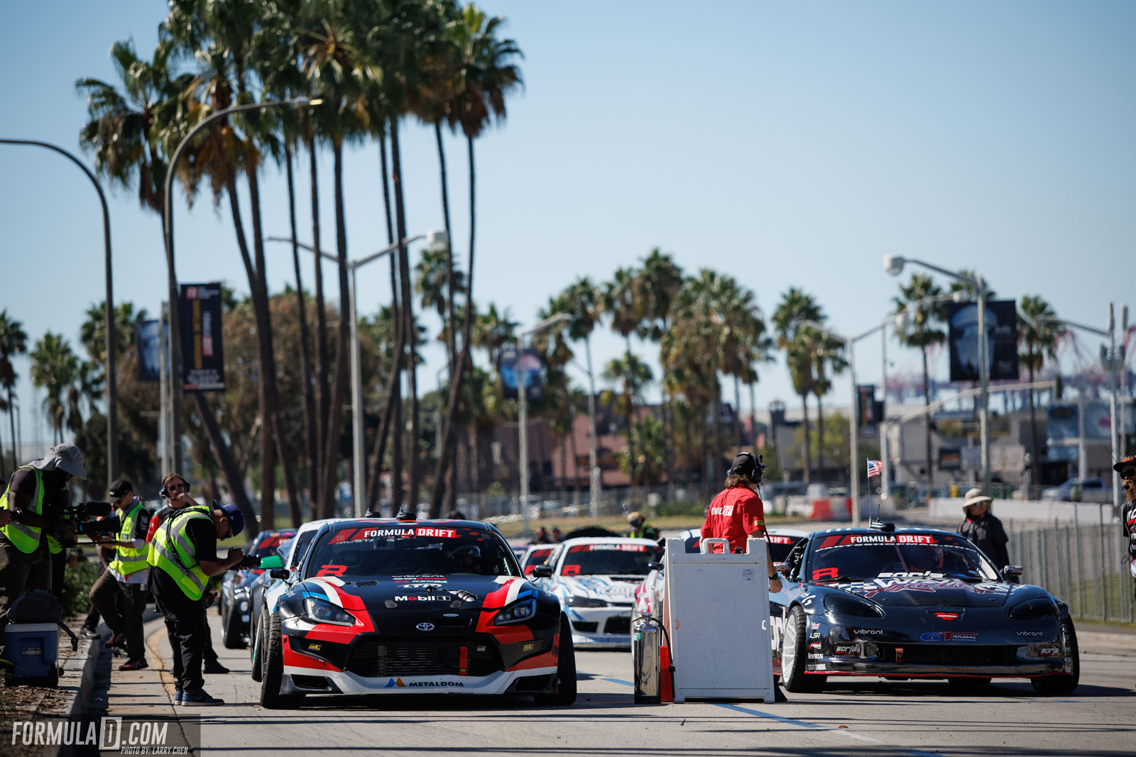 Formula Drift PRO Round 8 action at the 2026 Shoreline Showdown in Long Beach, California.