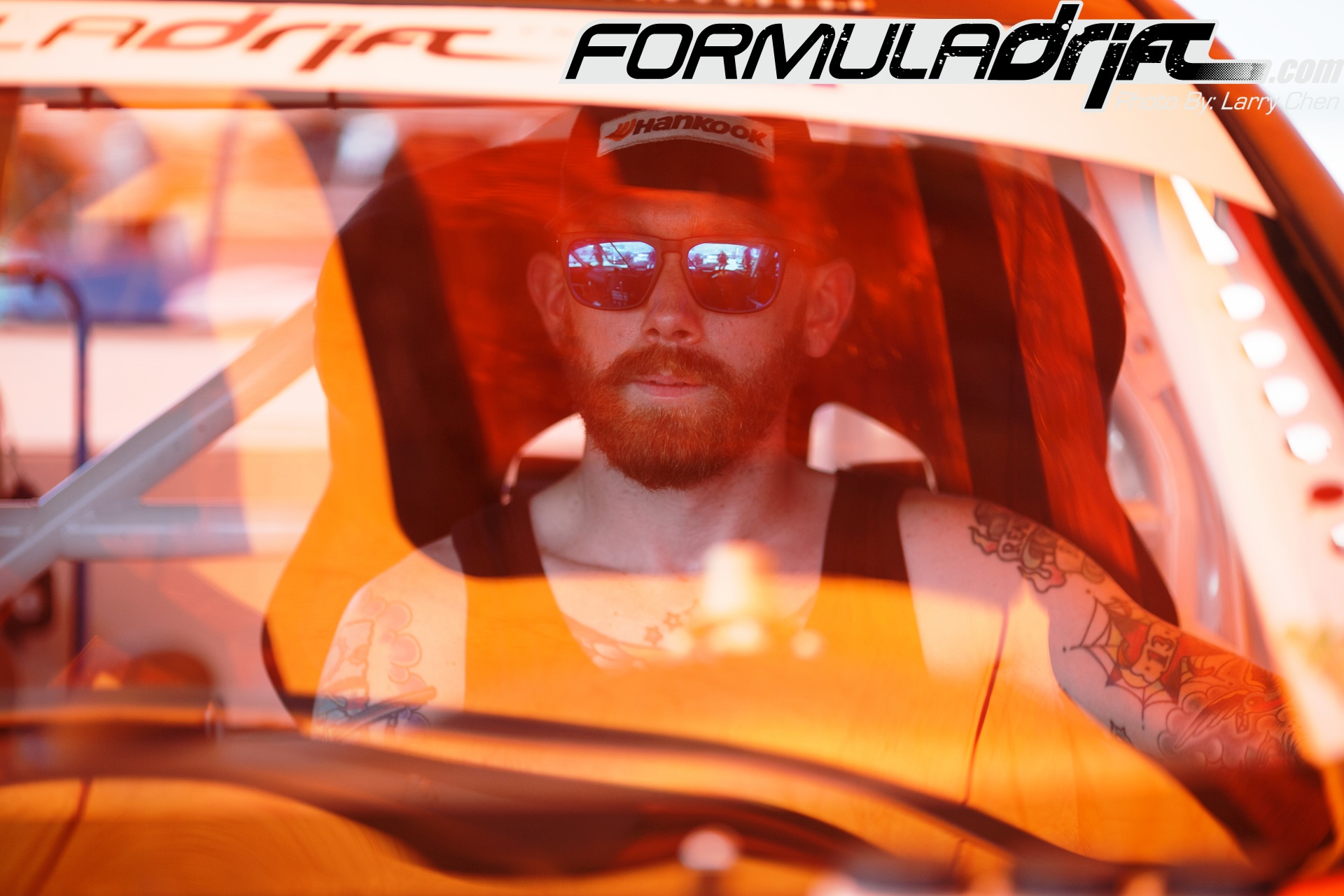 PASMAG Formula Drift 2014 Miami Florida Larry Chen Nissan 350Z Chris Forsberg Driver Seat