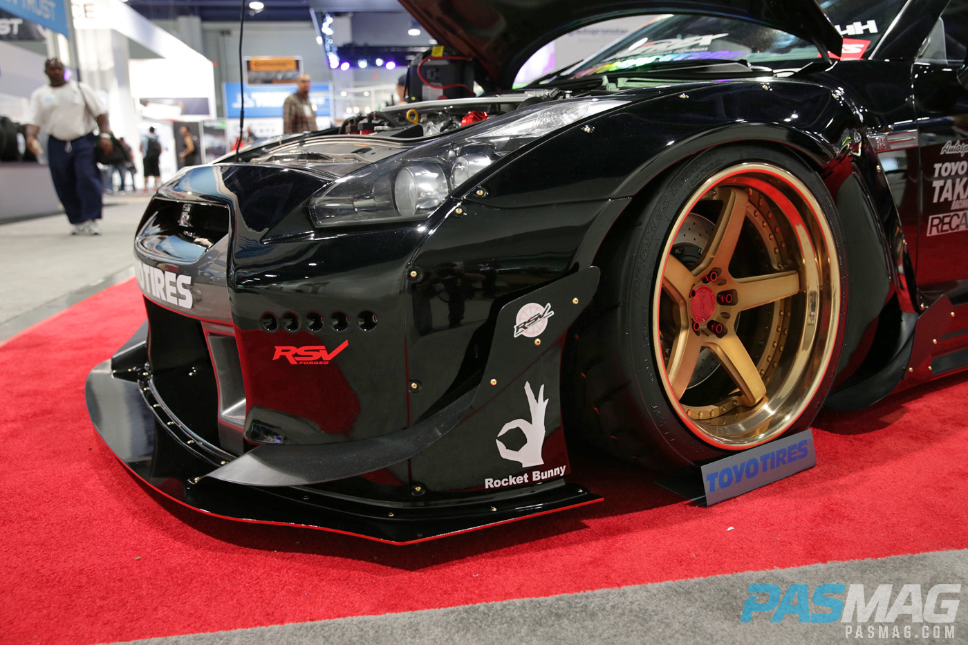 PASMAG RSV Forged Sema 2014 Nissan GTR Rising Suns Airrex Toyo Rocket Bunny Takata Rrecaro AMS driver wheel front