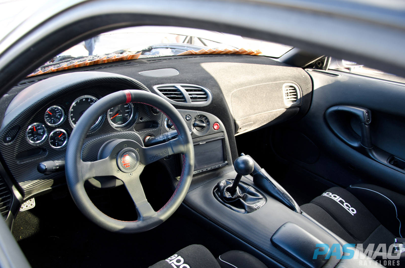 PASMAG StanceWI OnPointMotorsports Mazda RX7 Rocket Bunny LS Swap interior