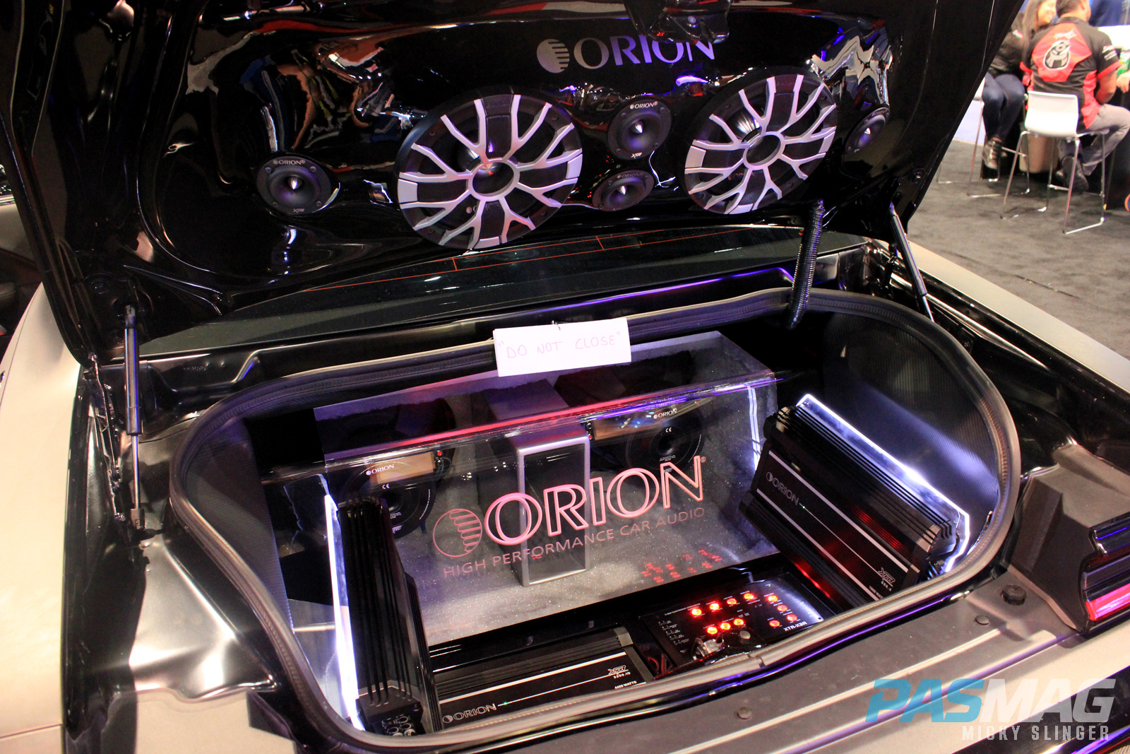 PASMAG CES 2015 Orion Car Audio XTR Dodge Challenger subwoofers amplifiers lights trunk lid