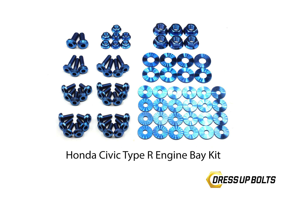 dress up bolts Honda Civic Type R Full Engine Bay Kit Blue 2048x pasmag