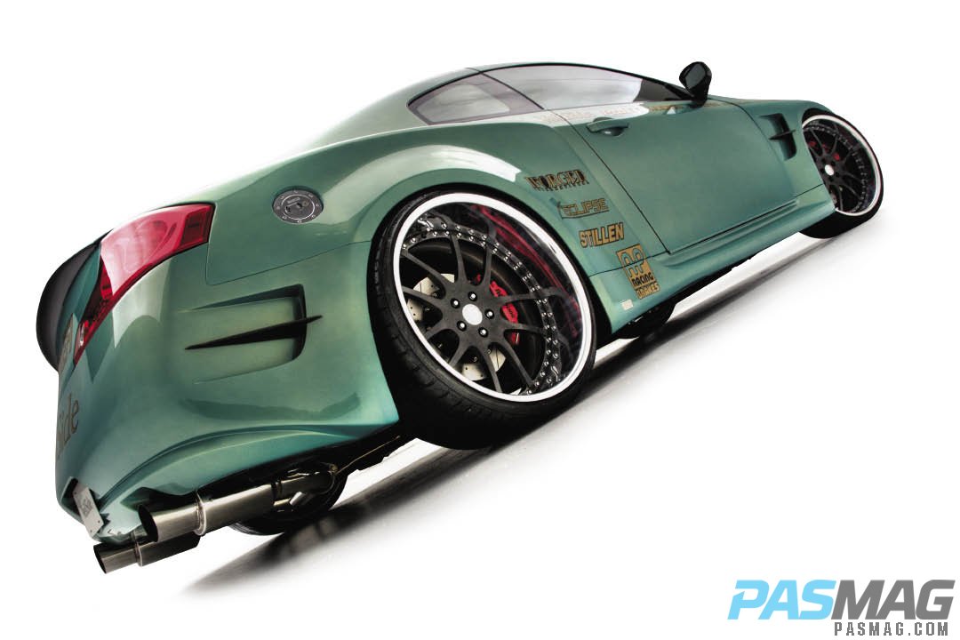 PASMAG Han Wong 2004 Infiniti G35 Intense Power Brian Crower ARP Powerlab Tial Driveshaft Shop Cusco Iforged Falken VeilSide Eclipse rear side